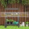 Planting table 92x45x119 cm rolling gardening table solid wood work table