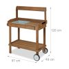 Plant planting table in gray color, metal worktop and 2 shelves