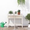 Plant planting table in gray color, metal worktop and 2 shelves