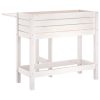 Plant planting table in gray color, metal worktop and 2 shelves