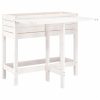 Plant planting table in gray color, metal worktop and 2 shelves