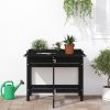 Plant planting table in gray color, metal worktop and 2 shelves