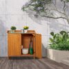 Plant planting table in gray color, metal worktop and 2 shelves