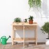 Plant planting table in gray color, metal worktop and 2 shelves