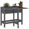 Plant planting table in gray color, metal worktop and 2 shelves