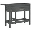 Plant planting table in gray color, metal worktop and 2 shelves