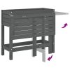 Plant planting table in gray color, metal worktop and 2 shelves
