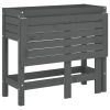 Plant planting table in gray color, metal worktop and 2 shelves