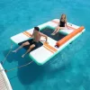 Felfújható úszódokk napellenzővel és kisállat rámpával 305x183 cm lebegő vízi platform
