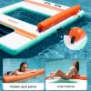 Felfújható úszódokk napellenzővel és kisállat rámpával 305x183 cm lebegő vízi platform