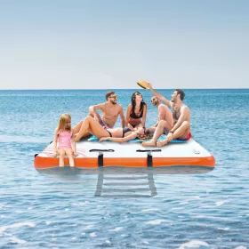   Felfújható úszódokk platform 457x182 cm prémium vízi pihenősziget létrával