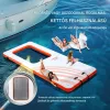 Felfújható úszódokk trambulin hálóval 457x198 cm prémium lebegő vízi platform