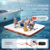 Felfújható úszódokk platform 213x213 cm csúszásmentes felfújható vízi pihenősziget létrával