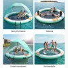 Felfújható úszódokk napellenzővel 305 cm kör alakú lebegő vízi platform