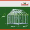 Greenhouse aluminum frame polycarbonate greenhouse 250x185x195 cm 7.6 m³ with galvanized steel base