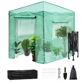   Fóliasátor, hordozható üvegház 240x180 cm pop-up fóliasátor felhúzható ajtókkal és ablakokkal
