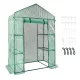 Fóliasátor polcokkal 141x74,5x205 cm üvegház 4 polccal 15 kg teherbírás/polc