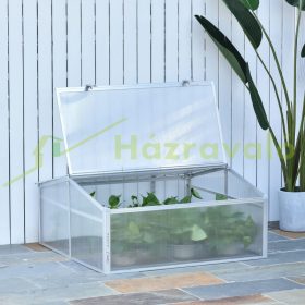   Mini üvegház polikarbonát melegház 100x100x48 cm alumínium vázas növényház gyümölcs, zöldség és növény termesztéséhez 