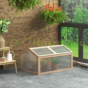   Mini üvegház fa keretes polikarbonát ültetőláda 102x71x53 cm melegház gyümölcs, zöldség és növény termesztéséhez 