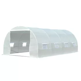   Üvegház 600x300x200 cm fóliasátor növénytermesztéshez 8 oldalablakkal fehér