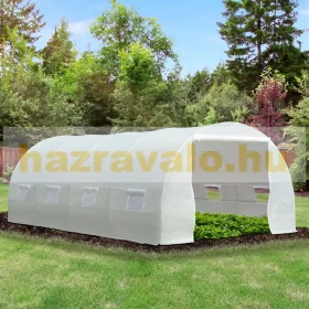   Üvegház 600x300x200 cm fóliasátor növénytermesztéshez 8 oldalablakkal fehér