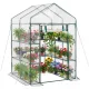 Fóliasátor 137x137x196 cm üvegház 10 polccal, 2 szintes PVC burkolattal