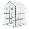 Fóliasátor 137x137x196 cm üvegház 10 polccal, 2 szintes PVC burkolattal