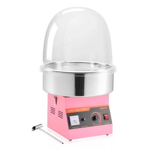 CandyDream elektromos vattacukor készítő gép 1000W rózsaszín vattacukor gép akril fedéllel
