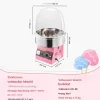 CandyDream elektromos vattacukor készítő gép 1000W rózsaszín vattacukor gép akril fedéllel