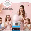 Elektromos vattacukor készítő gép 1000W akril fedéllel kék háztartási vattacukor gép családi rendezvényekhez