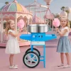 Kereskedelmi elektromos vattacukor készítő gép kocsival 1000W kék 52 cm-es mobil vattacukor gép tárolófiókkal 