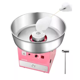   elektromos vattacukor készítő gép, kereskedelmi vattacukor készítő gép (1000 W) 52 cm-es rozsdamentes acél tállal, cukorkanállal és fiókkal, tökéletes gyermek születésnapokra, családi ünnepségekre, partikra, rózsaszín