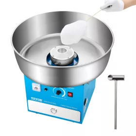   elektromos vattacukor készítő gép, kereskedelmi vattacukor készítő berendezés (1000 W) 52 cm-es rozsdamentes acél tállal, cukorkanállal és fiókkal, tökéletes gyermek születésnapokra, családi ünnepségekre, partikra, kék