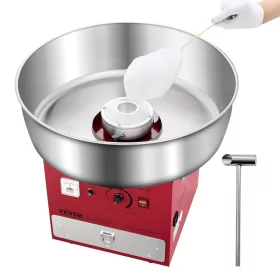   elektromos vattacukor készítő gép, kereskedelmi vattacukor készítő berendezés (1000 W) 52 cm-es rozsdamentes acél tállal, cukorkanállal és fiókkal, tökéletes gyermek születésnapokra, családi ünnepségekre, partikra, piros