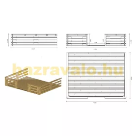   Veranda 400x300 cm impregnált barna fa tornác, terasz hétvégi házhoz