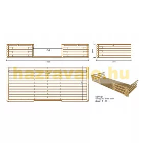   Veranda 500x200 cm impregnált barna fa tornác, terasz hétvégi házhoz