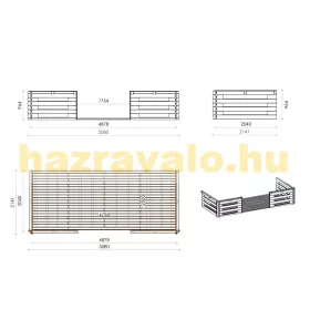   Veranda 500x200 cm kezeletlen natúr fa tornác, terasz hétvégi házhoz