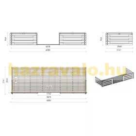   Veranda 600x200 cm kezeletlen natúr fa tornác, terasz hétvégi házhoz