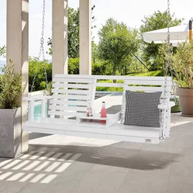  Veranda hintaágy 1523x710x600 mm,400 kg teherbírás függesztőláncokkal kültéri használatra, fehér