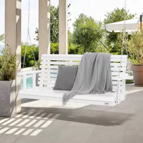   Veranda hintaágy cédrusfából 1702x710x600 mm 2–3 személyes, 400 kg teherbírású prémium kerti hinta fehér