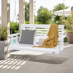   Veranda hintaágy cédrusfából 1370x710x600 mm 2–3 személyes kerti hinta 400 kg teherbírással fehér