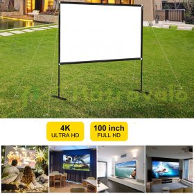   Vetítővászon 226x140 cm állvánnyal mobil projektor vászon 4K HD hordozható filmvászon