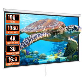   Manuális projektor vetítővászon 254 cm beltéri és kültéri mozizáshoz