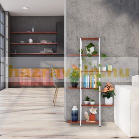   6 polcos virágtartó állvány fém keretes növénytartó fehér-barna virágpolc