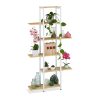 6-shelf flower stand metal frame plant holder white-natural flower shelf