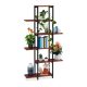 6-shelf flower stand metal frame plant holder black-brown flower shelf