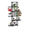 6 shelf flower stand metal frame plant holder black flower shelf