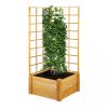 Wooden flower box 151x67x66 cm planter box with lattice wall, wooden plant runner