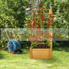 Wooden flower box 151x67x66 cm planter box with lattice wall, wooden plant runner