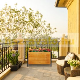   Virágtartó láda fa virágláda 48x78x51 cm 140 literes kültéri ültető láda